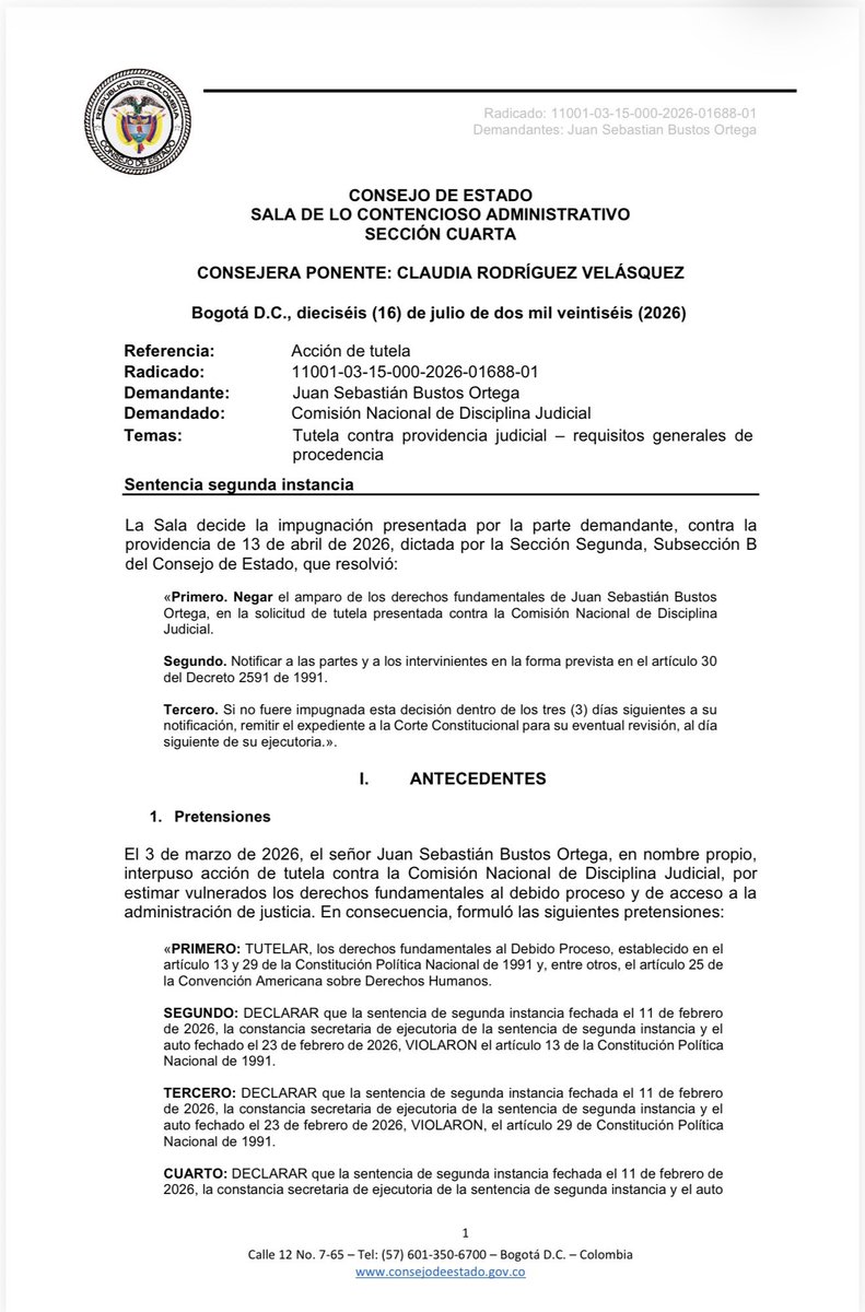 roa_salguero's tweet photo. Se comparte fallo de tutela en el que @consejodeestado ampara derechos fundamentales al debido proceso y acceso a la administración de justicia vulnerados por la @CNDJ_Col en proceso disciplinario adelantado contra abogado, al omitir pronunciamiento sobre solicitud de prescripción. @institutoeds_
