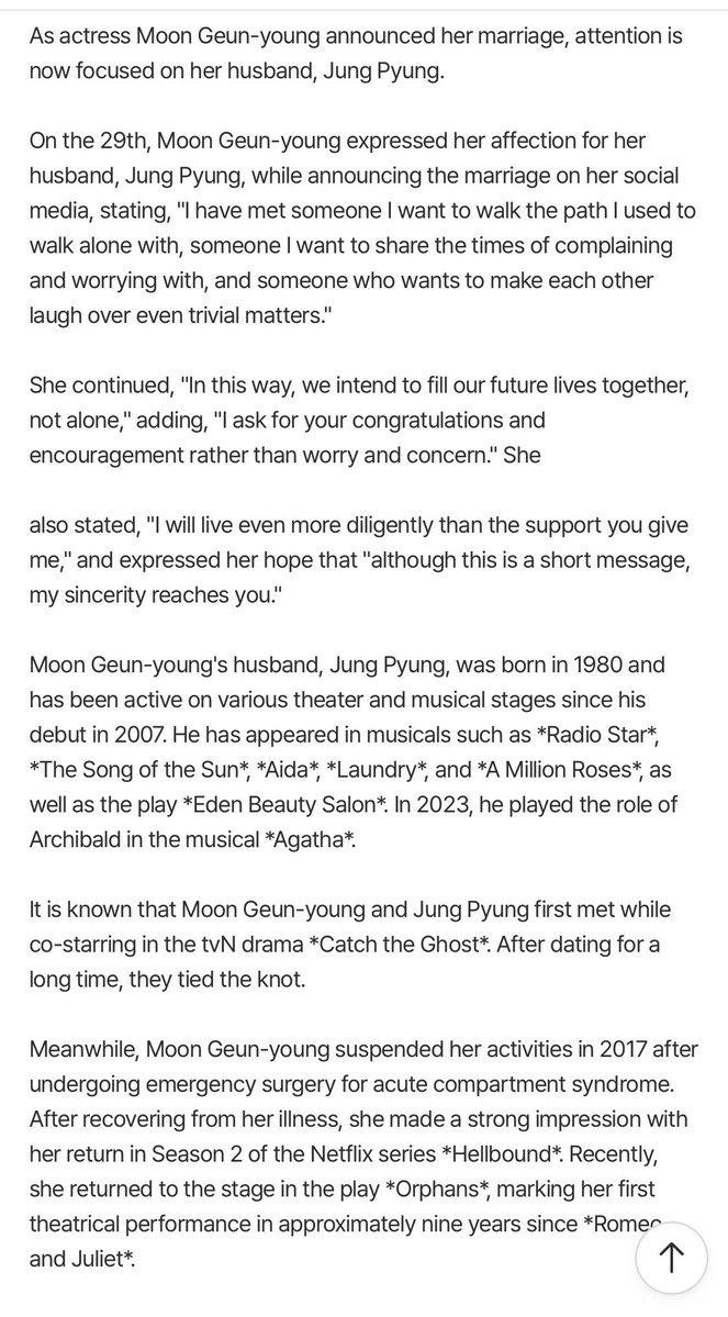 seon__holic's tweet photo. “It is known that Moon Geun-young and Jung Pyung first met while co-starring in the tvN drama Catch the Ghost. After dating for a long time, they tied the knot.”

Congratulations Geungyoung &amp; husband!!! 🎊💍 https://t.co/xrBzIyNRBO