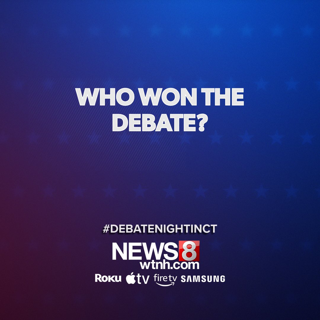 WTNH's tweet photo. Who do you think won #DebateNightinCT? Take the poll at https://t.co/29vQ7lEn3K https://t.co/rXYkNEkEhQ