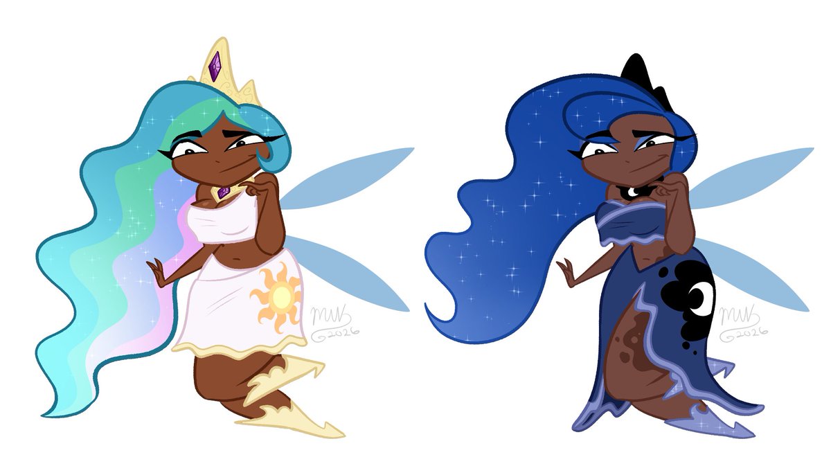 crazy_echidna_'s tweet photo. someone wanted to see celestia and luna as nymphs so I tried my best LOL i'm not as used to the origins style as mlp so I traced over Betilla XD

#rayman #mlp https://t.co/dMBG0guA4d