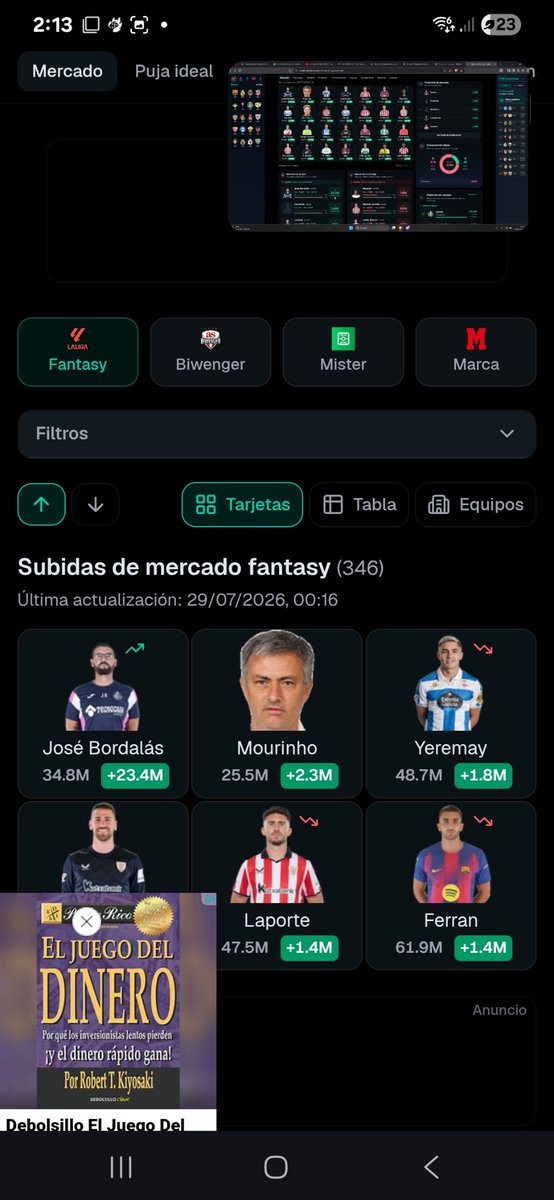 yeraygz8's tweet photo. Alguien me explica que cojones le ha pasado a bordalas en el fantasy?
Osea tiene que ser bug o algo esto es inaudito, +23M en un dia https://t.co/FetBMXcBLg