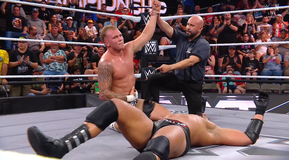 SKWrestling_'s tweet photo. Myles Borne defeats Kam Hendrix to retain the North American Championship. 
It means that Myles and Tavion gets an NXT Tag Team Championship match next week!
#WWENXT https://t.co/IzBTXfVIBZ