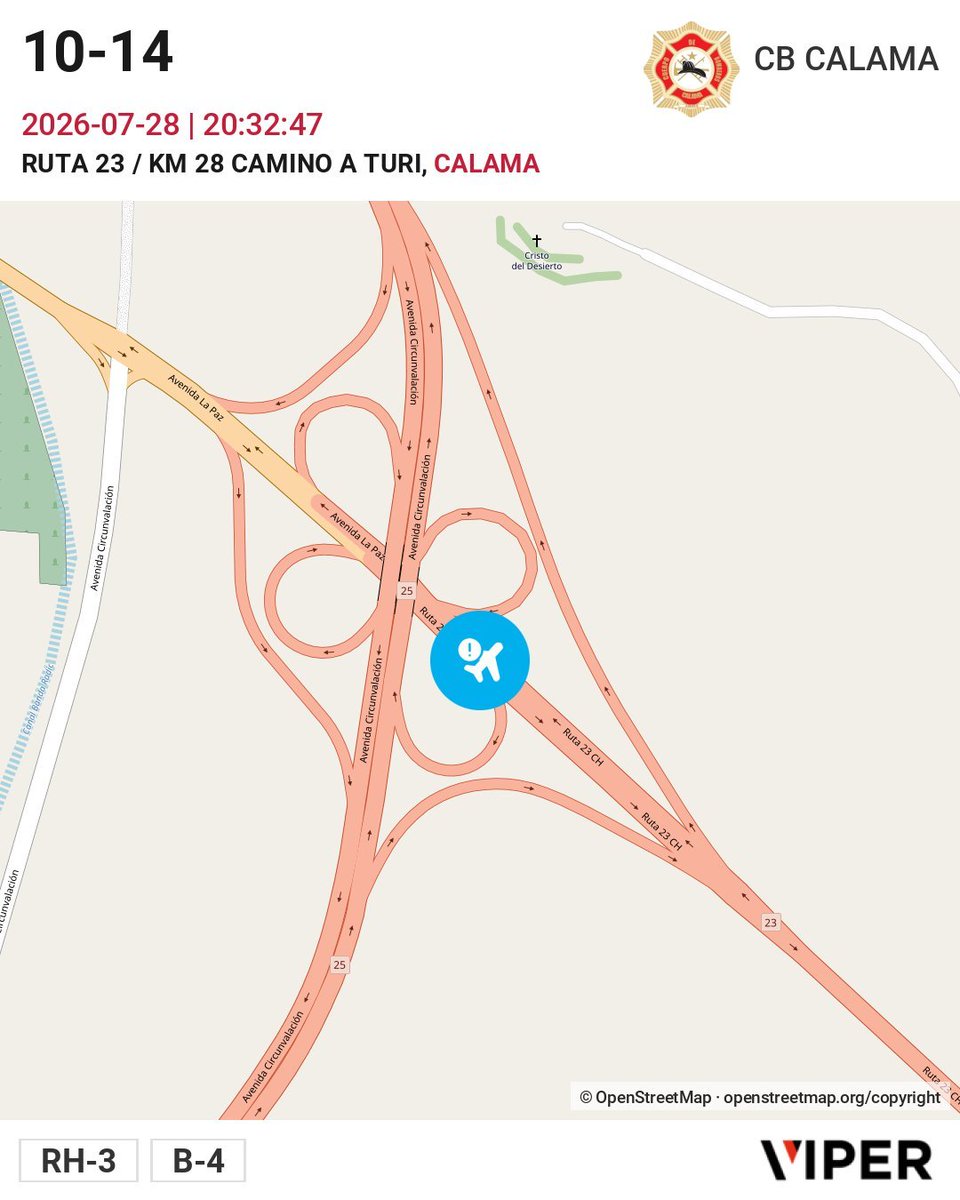 CLAVE_33's tweet photo. #CALAMA , Presumible caída de aeronave ( Avion pequeño ) RUTA 23 / KM 28 , referencia CAMINO A #TURI
#Ahora #urgente #avion #chile #emergencia https://t.co/9JU7bOawdA