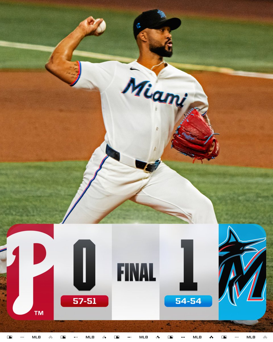 MLB's tweet photo. Sandy Alcantara throws 7 scoreless frames as the @Marlins shut out the Phillies! https://t.co/szH3u3IExU