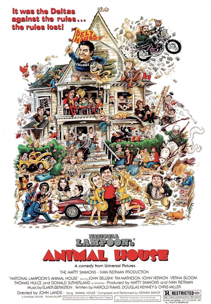 FilmNewsNos's tweet photo. 🎬MOVIE HISTORY: 48 years ago today, July 28, 1978, the movie ‘Animal House’ opened in theaters!

#JohnBelushi #TimMatheson #PeterRiegert #ThomasHulce #StephenFurst #BruceMcGill #JamesWiddoes #DouglasKenney #KevinBacon #KarenAllen #DonaldSutherland #MarkMetcalf #JamesDaughton https://t.co/RDn4wtWh6B