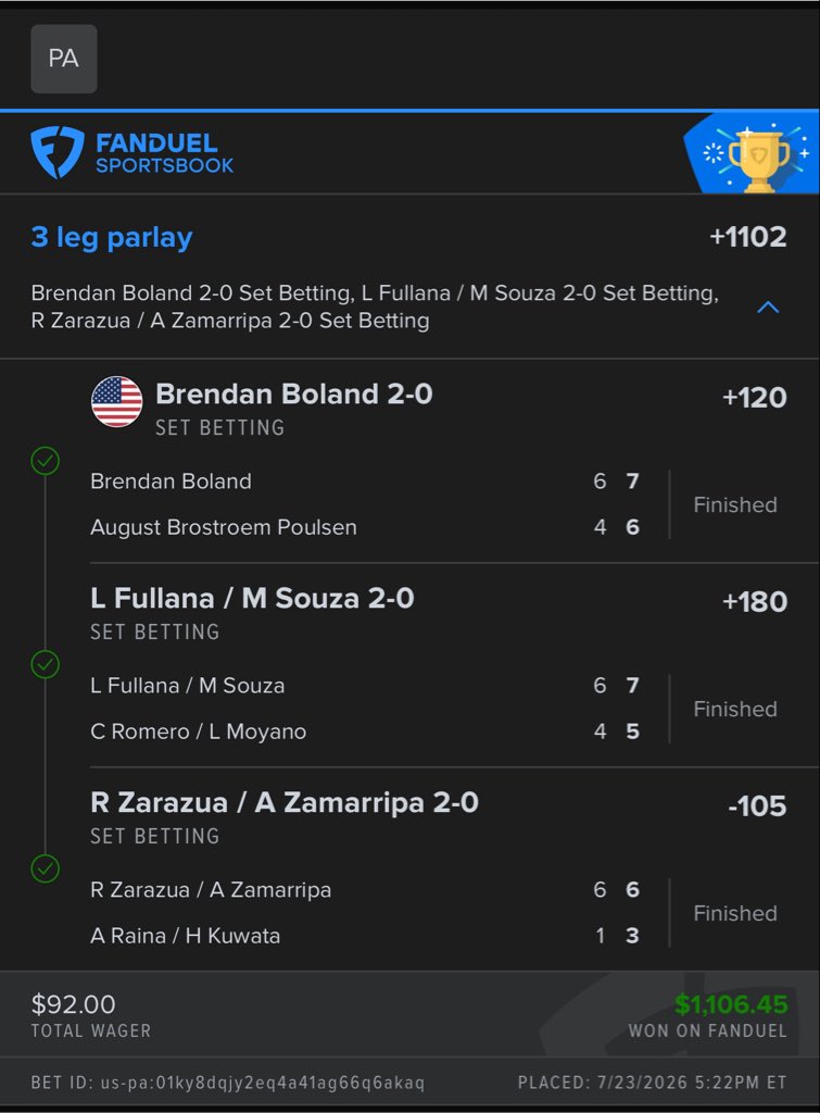 Tenniswith2's tweet photo. FanDuel gotta show love too🫶🏾 https://t.co/yD2xZkb2wl