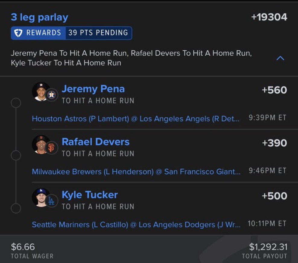 legacywin_'s tweet photo. 💣 MLB 3-LEG HOME RUN PARLAY 💣

🔥 Odds: +19304

⚾ Jeremy Peña — To Hit a Home Run (+560)
🆚 Astros @ Angels

⚾ Rafael Devers — To Hit a Home Run (+390)
🆚 Brewers @ Giants

⚾ Kyle Tucker — To Hit a Home Run (+500)
🆚 Mariners @ Dodgers

💰 Stake: $6.66
🎯 Potential Payout: $1,292.31

Three elite power bats. One swing from each could turn a small wager into a massive payday. 🚀

🍀 Tail responsibly and let’s cash another dinger ticket!

#MLB #MLBPicks #HomeRunParlay #DingerSeason #JeremyPena #RafaelDevers #KyleTucker #HomeRun #BaseballBets #SportsBetting #ParlayLife #FanDuel #HRProps #MLBTwitter #WinningPicks #CashIt #BettingCommunity #Baseball #Locks #LetsCash