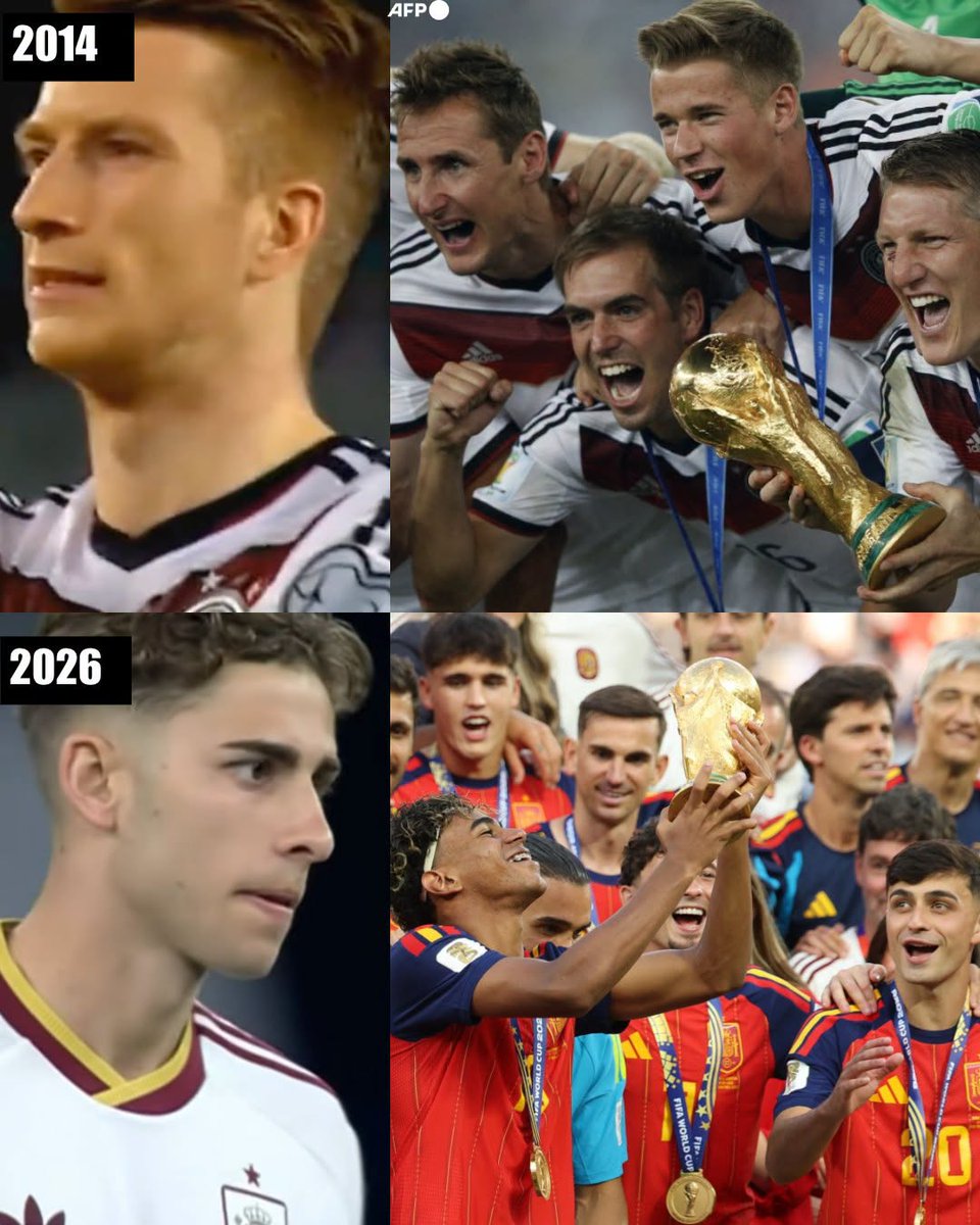 InvictosSomos's tweet photo. ➤ En 2014, Marco Reus no pudo ser campeón del mundo cuando estaba en su prime porque se lesionó justo antes del inicio del torneo.

➤ En 2026, Fermín López no pudo ser campeón del mundo cuando venía de firmar su mejor temporada con el FC Barcelona porque se lesionó justo antes del inicio del torneo.

Ambos estaban en su mejor momento, ambos tenían su lugar asegurado en el plantel de su selección, ambos se lesionaron justo antes del inicio de la Copa del Mundo y ambos tuvieron que ver a sus compañeros logrando la gloria eterna sin poder participar en el torneo. 

EL FÚTBOL PUEDE SER MUY CRUEL.