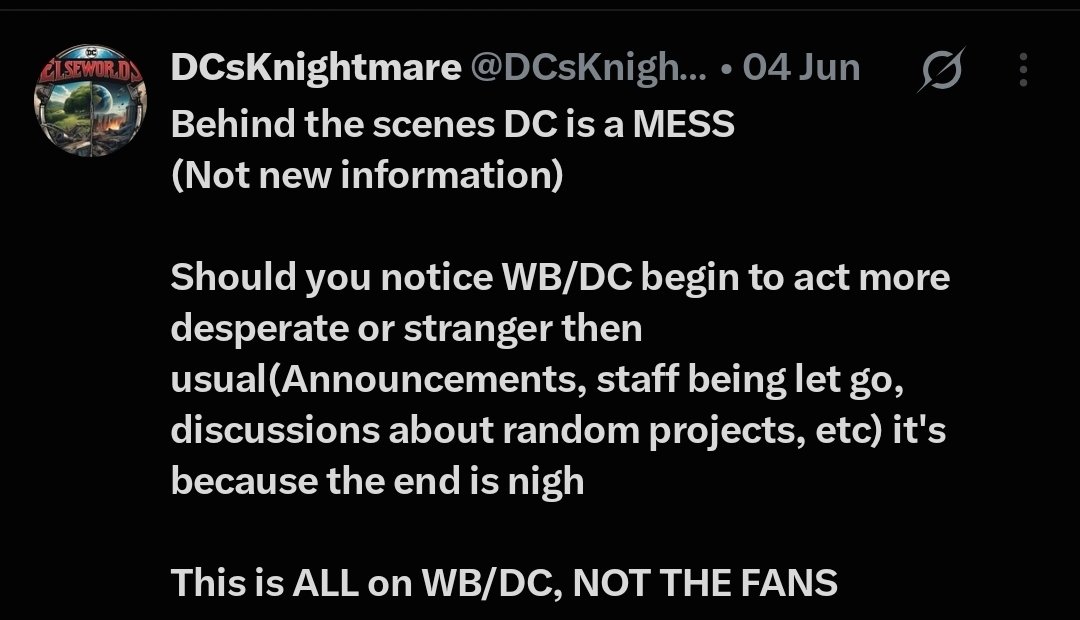 DCsKnightmare's tweet photo. Gunns power at DC has dwindled exponentially

He has no argument to stand on
Nothings gone in his favor since becoming Co-Head

Psssst 👀👂
I heard Zaslav has verbally stated outloud his regret for putting Gunn in charge

Gunns trying to steer a sinking ship he has no control of https://t.co/mF82gXw34v