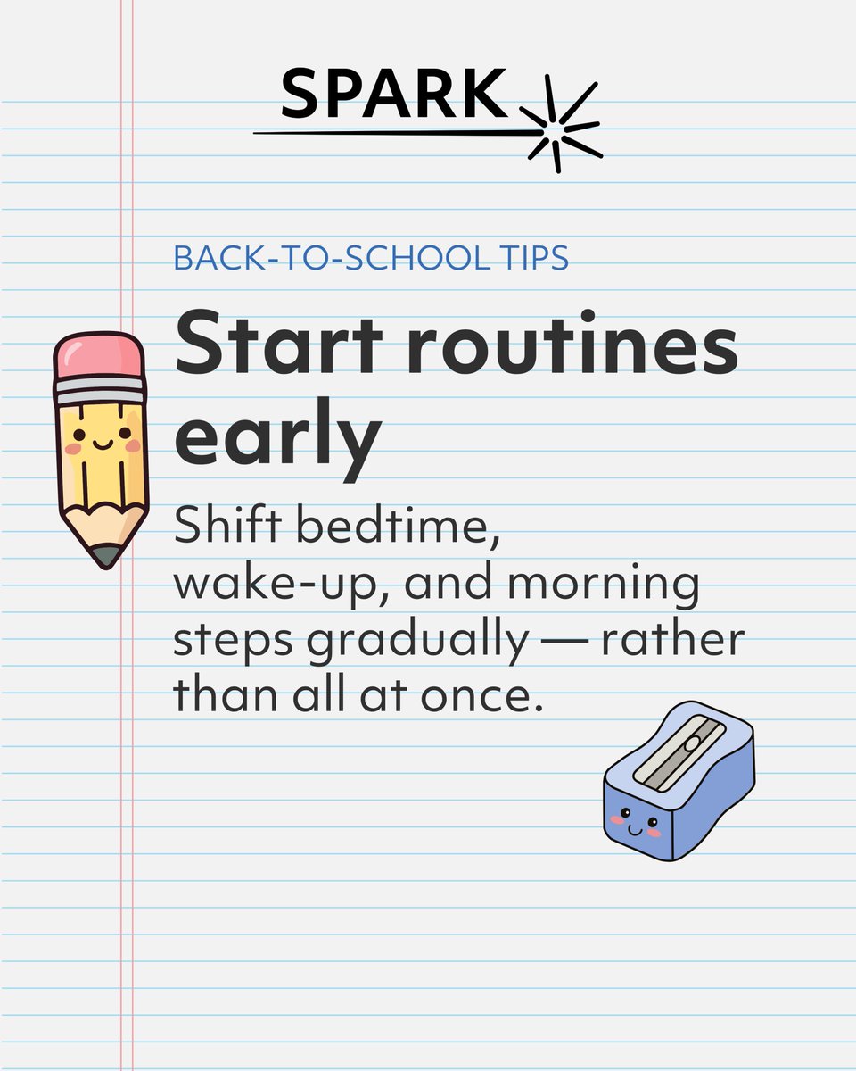 SPARKforAutism's tweet photo. July only has a few days left. How did the summer fly by? If you or your family are headed back to school soon, we are wishing you the best of luck! Please read &amp; share some tips that may help your loved ones with the #backtoschool transition.
Read here: https://t.co/JgAzHyUYTE https://t.co/aVWN4b8CAK