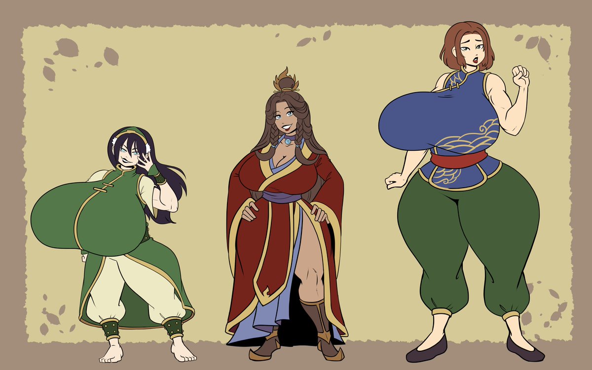 LookManILikeIt1's tweet photo. Hey all! Here are MORE of the main ATLA gals in my thicc AU! Both are height pics of them younger and older! I would say the 1st one is when Toph is 15, Katara is 17, and Suki is 18, while in the older chart they're 20, 22, and 23, respectively!😁Pics made by @FruitOfCrystal!😃 https://t.co/zekxegGmZr