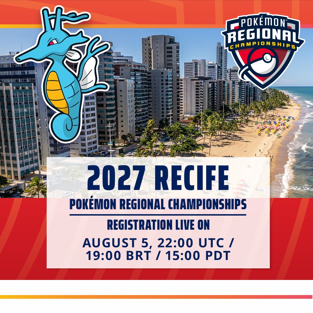 playpokemon's tweet photo. A handful of 2027 Pokémon Regional Championships will open for registration soon! Get ready early via the links below ⬇️ https://t.co/WmWAtfAWW9