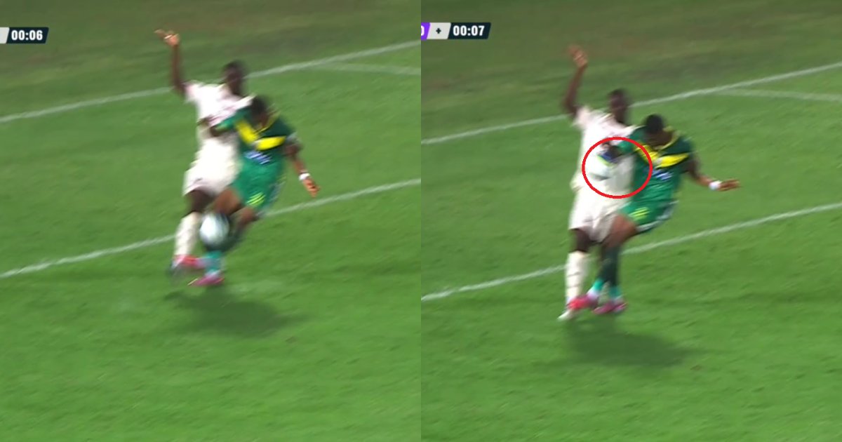 ElVarCentral's tweet photo. 😳 WOW. Tremendo lío se le armó al árbitro Ricardo Pabón. Pitó penal en la última del partido para Quindío por una supuesta mano... mano que hubo, pero mano EN ATAQUE. En Copa no hay VAR, así que el árbitro tiene que comerse el error. Se le confundió la vista. ¡No hay penal! https://t.co/Assuaxc3qQ