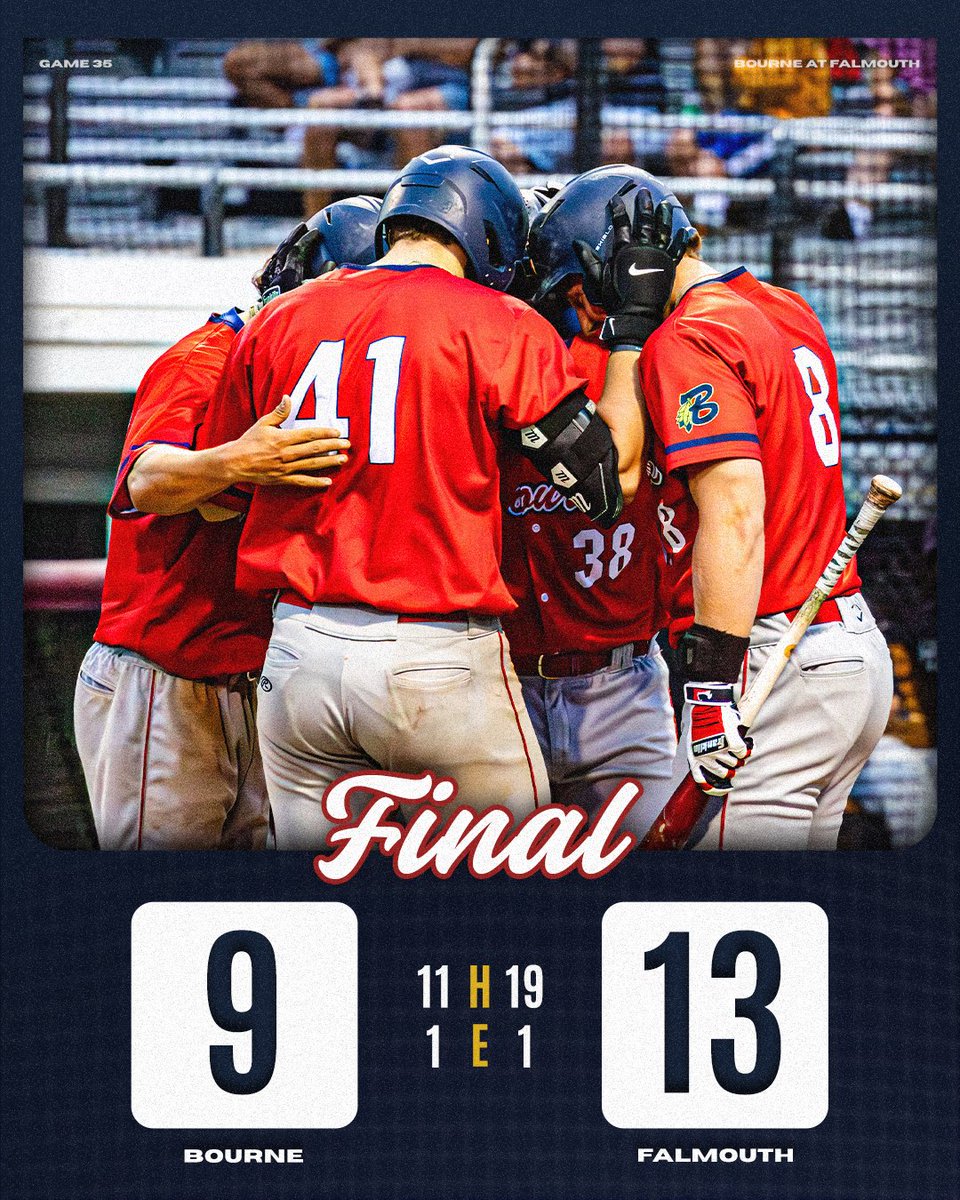BourneBraves's tweet photo. Not the ending we were looking for, but the fight never left. 

The Bravos rallied late and made Falmouth earn every out before falling 13-9. On to the next one. 💪 https://t.co/JVD6vSoIDl
