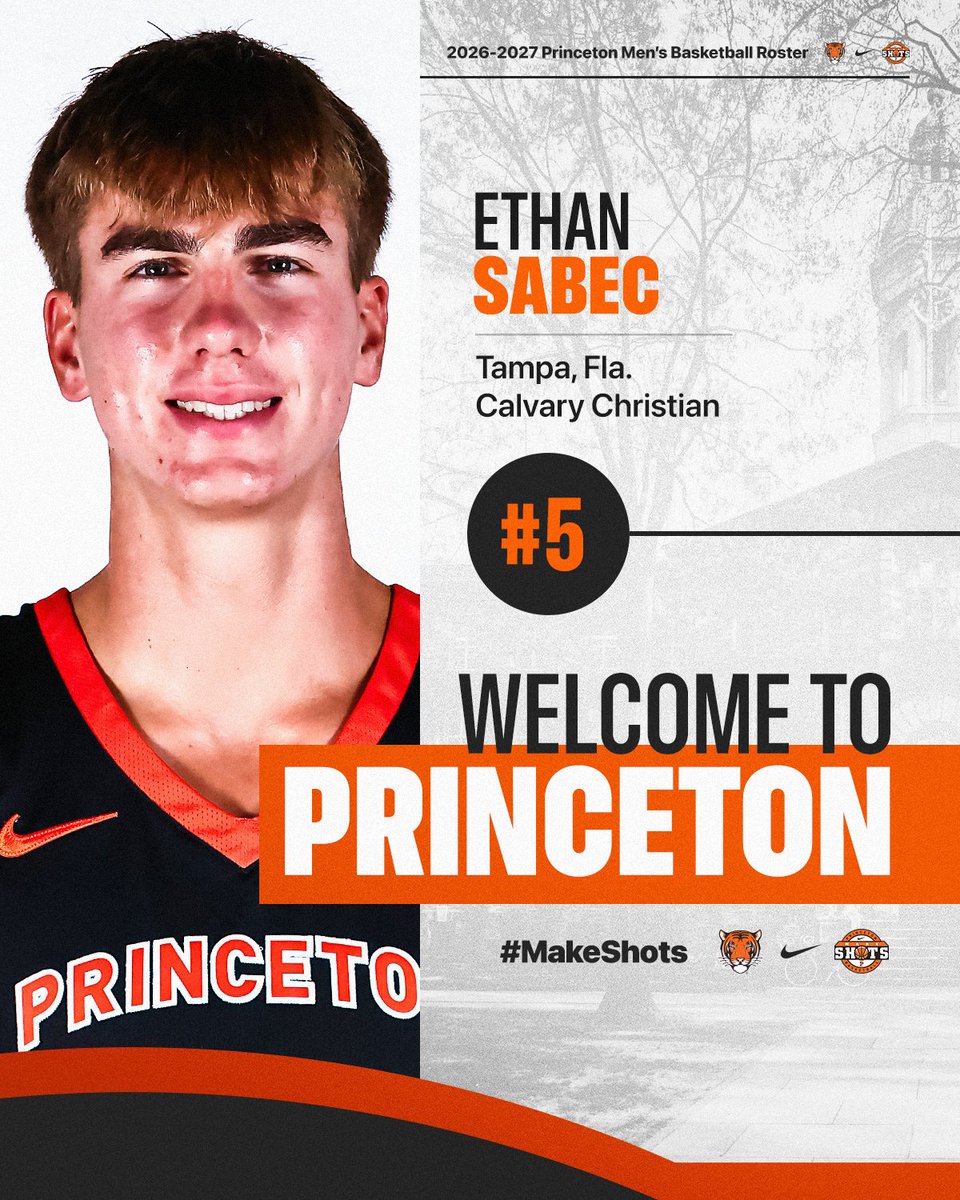 PrincetonMBB's tweet photo. This member of the Class of 2030 is a guard from Tampa, Florida, Ethan Sabec!

🔗: https://t.co/Ift5Z8fxPd 

#MakeShots 🐯🏀 https://t.co/bsVXiJrNkj