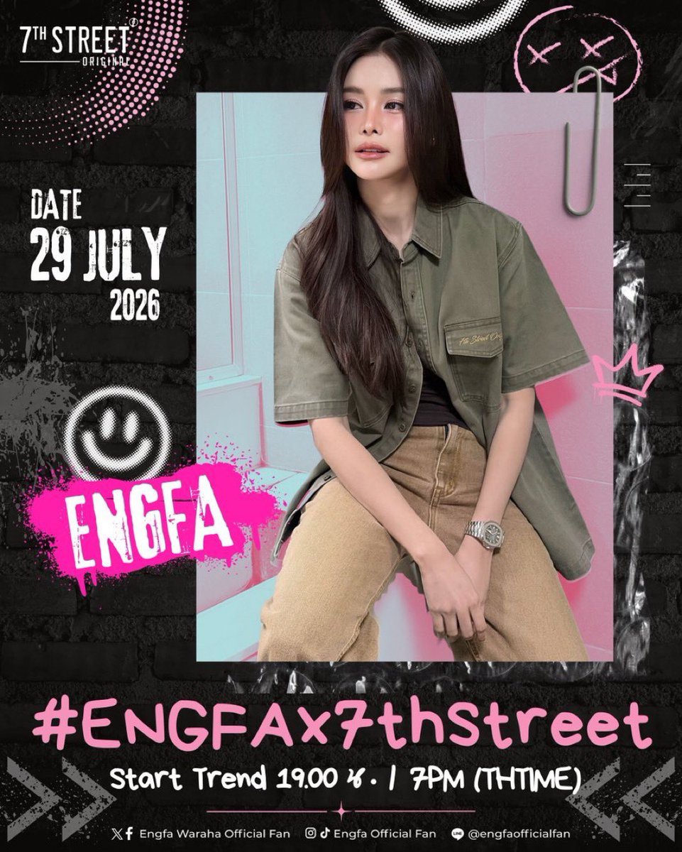 JisooandEngfa's tweet photo. เจอกันงานเทรนด์วันนี้ ✅✅

เวลา 19.00 น. หรือ 7PM (THTIME)

👇👇👇👇👇👇👇
#.ENGFAx7thStreet

FLOURISHING GROWTH ENGFA29
#อิงฟ้ามหาชน  #อิงฟ้าวราหะ
#EngfaWaraha  @EWaraha https://t.co/upHKU90cbA