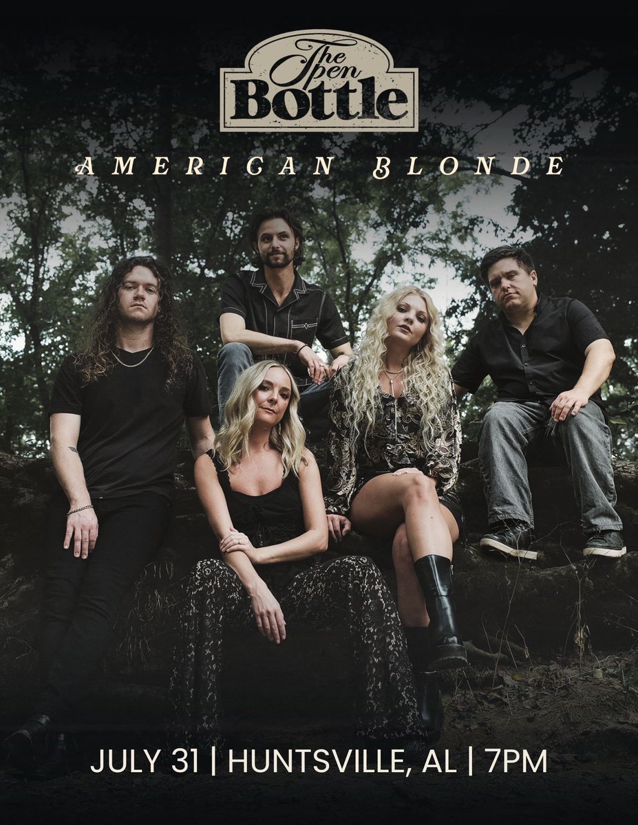 americanblnde's tweet photo. ⚡️ HUNTSVILLE, AL… you’re up next! ⚡️

We’re headed your way this Friday, July 31 for a night of country rock at The Open Bottle, and we can’t wait to see y’all!

Music kicks off at 6:30 PM with our best friend and creative director, Libby Rafada, opening the show.

Then we’ll hit the stage from 7:30–10:00 PM with a rockin’ set you won’t want to miss. 🔥🎸

Grab your friends, come sing along, and let’s make it a Friday night to remember.

See y’all soon! ❤️‍🔥🎶