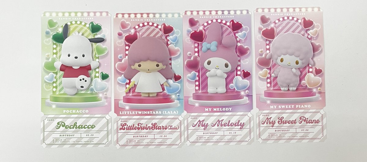 hasa_sanrio's tweet photo. 【交換】サンリオキャラクターズ チケットライクコレクション ミニポスター カード

譲：ポチャッコ、ララ、マイメロ、ピアノ

求：集合B >けろっぴ

郵送交換希望です。お気軽にお声がけください。 
他にも交換あげてますので是非ご覧ください。 まとめての交換歓迎します。 https://t.co/eUkVdlQD5Y