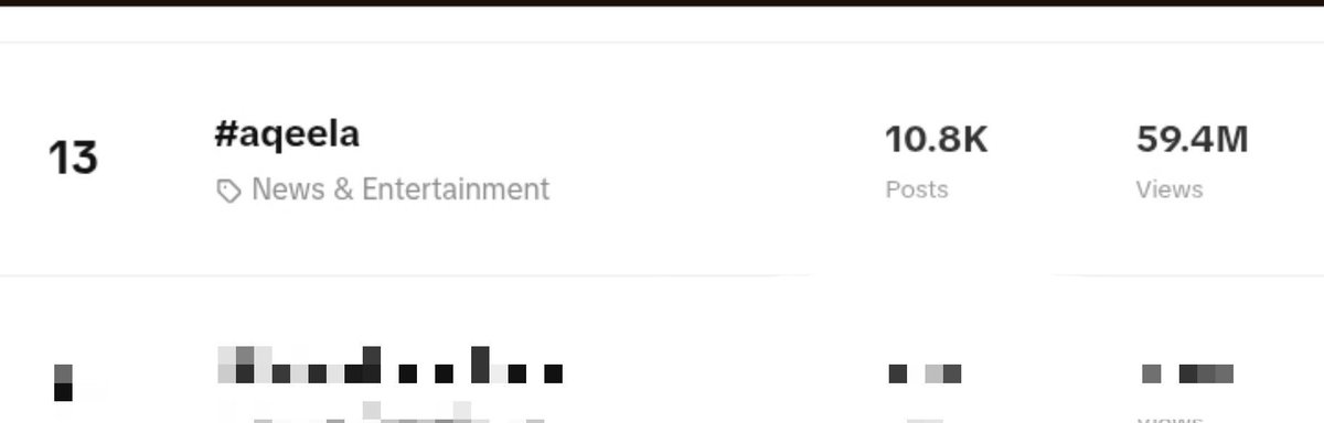 aqeela_basepop's tweet photo. INFO: #Aqeela is currently the most-used hashtag in the last 7 days on TikTok Trends Indonesia, ranking #13 in the News &amp; Entertainment category with 10.8K posts and 59.4M views. https://t.co/AlhRRFEYWa