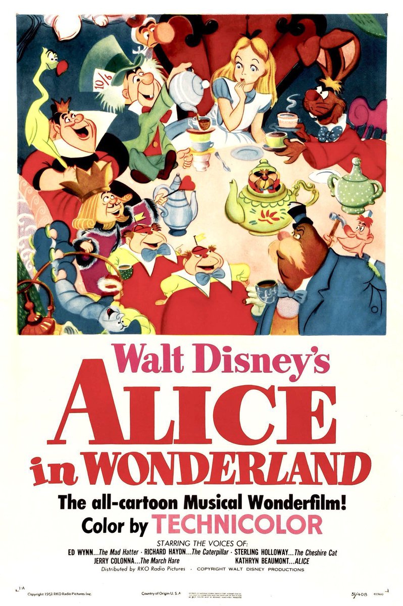 FilmNewsNos's tweet photo. 🎬MOVIE HISTORY: 75 years ago today, July 28, 1951, the movie ‘Alice in Wonderland’ opened in theaters!
#KathrynBeaumont #EdWynn #JerryColonna #RichardHaydn #SterlingHolloway #VernaFelton #JPatOMalley #BillThompson #JosephKearns #JimmyMacDonald @Disney https://t.co/pJHWVe82nU