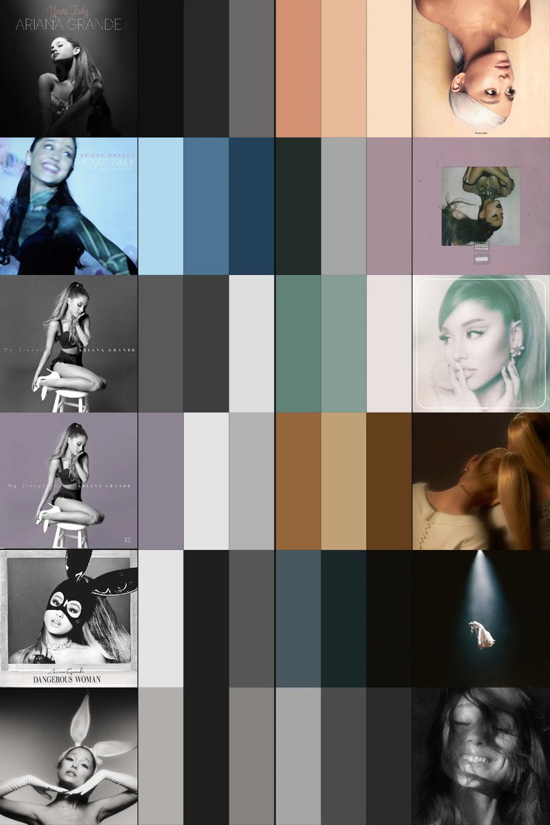 tuna_petal's tweet photo. Every Ariana Grande album cover and it's 3 main colors

what's your favorite? https://t.co/0njM3CcozA