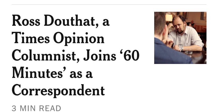AvengingLiberal's tweet photo. @DouthatNYT Congratulations Ross. You've made it to the big leagues. No more low paid, grubby newspaper work. No more pleasing progressive, woke bosses. Now you will become a rich TV celebrity. "Free at last, free at last, thank God Almighty, I am free at last!" 
P.S. Good luck. https://t.co/pXzazqjcft