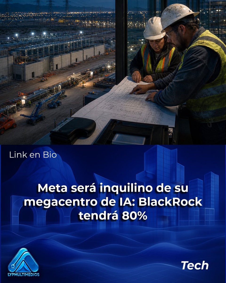 aypmultimedios's tweet photo. Meta construirá con BlackRock un centro de datos de 14,000 millones de dólares en El Paso. 

La operación reparte la propiedad, pero deja abiertas preguntas sobre deuda, incentivos, agua y electricidad. 🏗️💧 https://t.co/DrwNJJUWXq