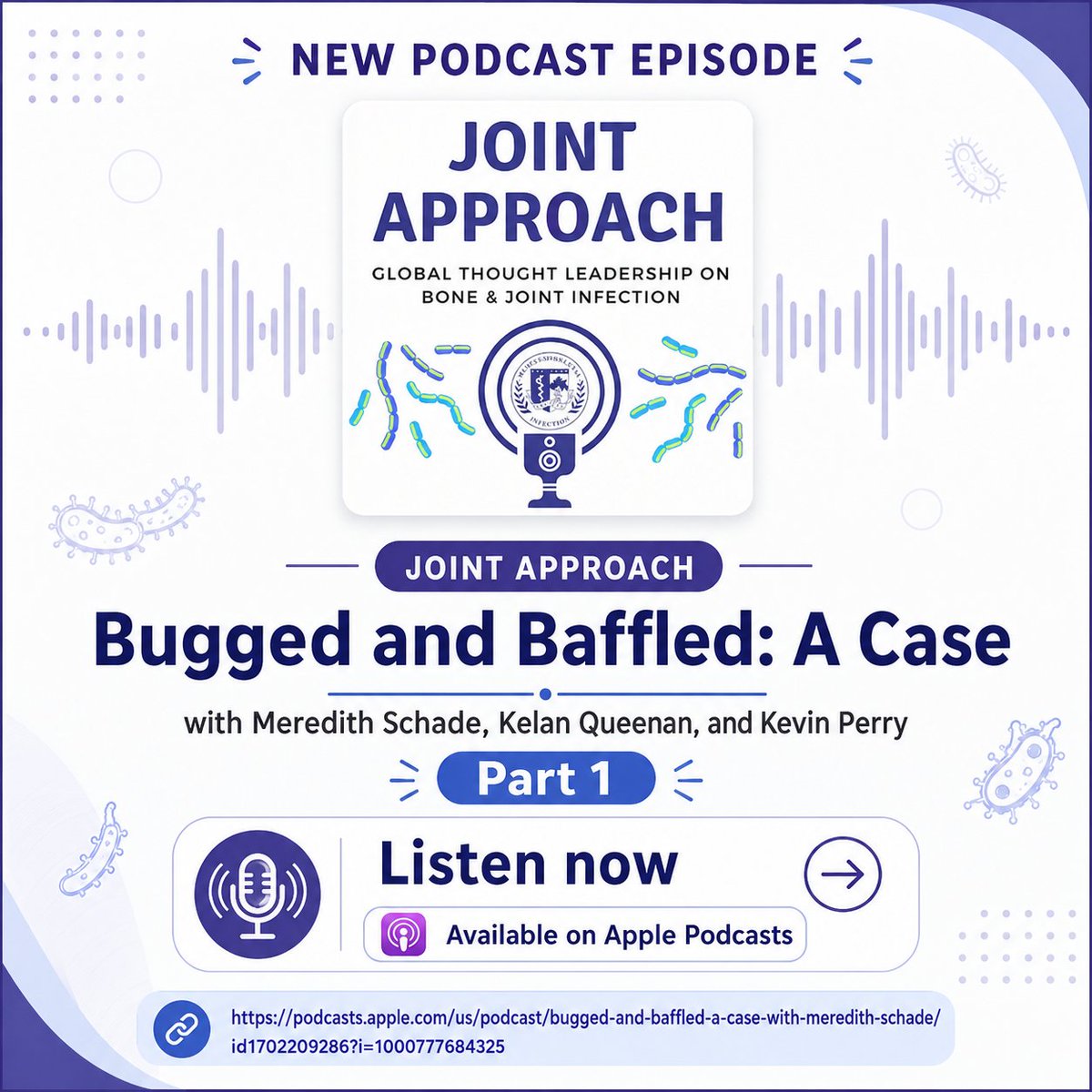 MSISorg's tweet photo. 🎙️ New Joint Approach episode!
Bugged and Baffled: A Case — Part 1
with Meredith Schade, Kevin Perry, and Kelan Queenan.
Listen now on Apple Podcasts:
https://t.co/3JOFSnIhF4
#JointApproach #MSIS #PJI https://t.co/osn0c8WRkH