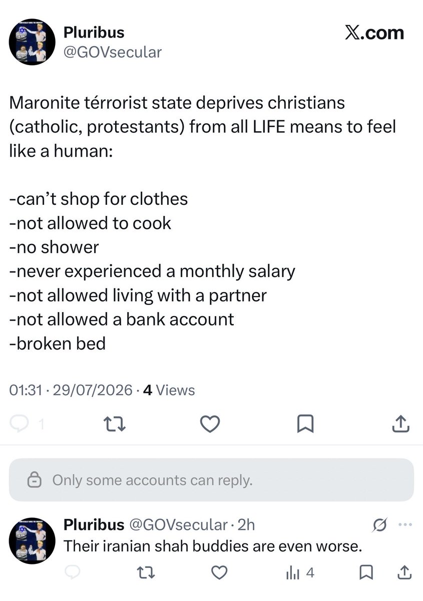 SecularistPagan's tweet photo. -Or acquire a small cat. They poison yours in less than a month but if you visit a maronite you find more than 20 cats laying around.

Their excuse is poor people aren’t allowed to possess luxury items because you can’t feed it therefore only maronites can have that privilege. https://t.co/VdvnWq3uAl
