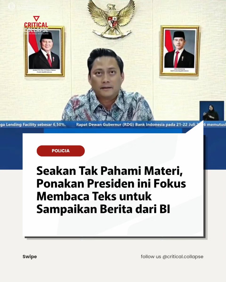 Naandaa27's tweet photo. Kok kayak ga paham materi ya.
Matanya melotot baca teks terus2an utk sampaikan berita dari BI !

Beginilah kalo jabatan diisi oleh orang yg tdk sesuai kompetensinya.

Siap Sarapan Pagiii 🥛🥪🌮 https://t.co/2tkQ10CEYP