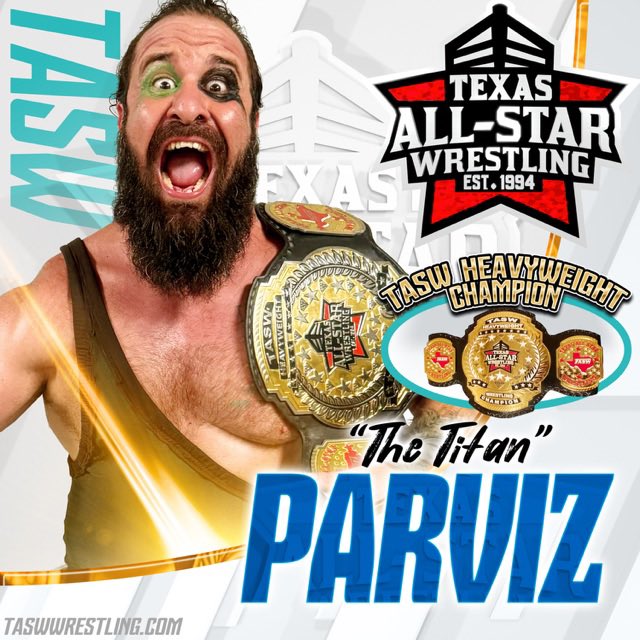 TASWwrestling's tweet photo. History was made in Cypress this past Saturday night! PARVIZ is the NEW TASW Heavyweight Champion! Don’t miss TASW’s next Cypress event on Saturday night August 15th, @ the Historic Cypress VFW Arena! Bell time 7pm. For more information on this event visit https://t.co/G72Yqlj1CK https://t.co/13ljqc0J4q