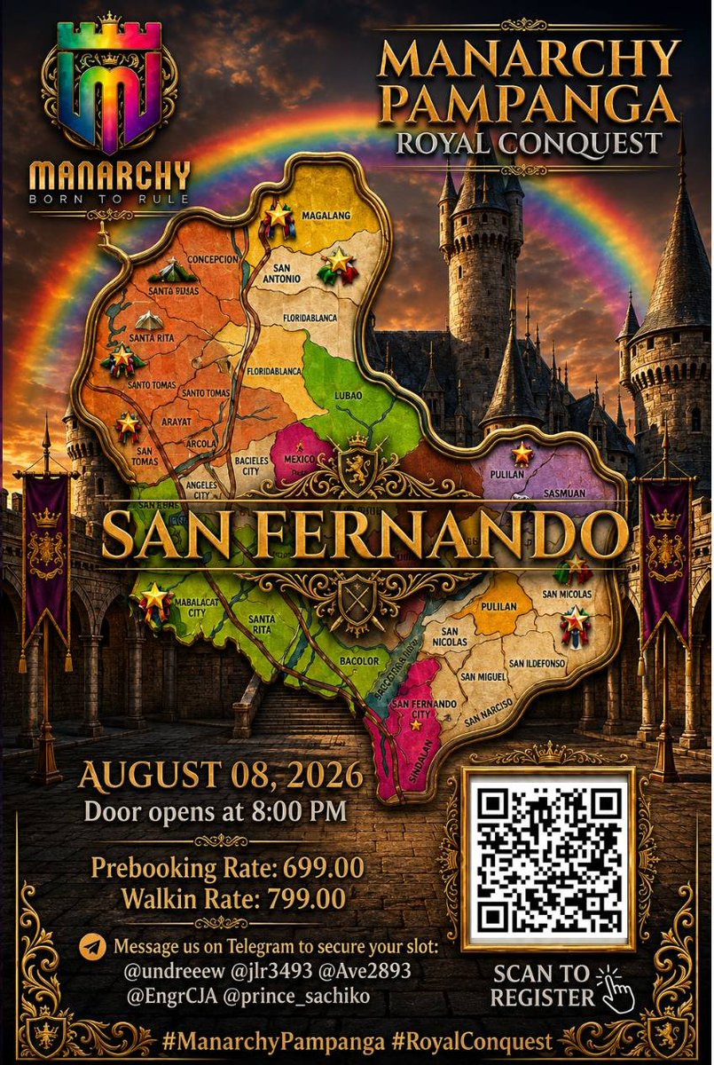 manarchyPH's tweet photo. 👑 A New Kingdom Awaits...

This August, Manarchy embarks on The Royal Conquest Pool Party: Where royalty meets the ultimate splash.

📍 Venue: San Fernando, Pampanga
📅 Date: Aug 08, 2026

Message us on TG to secure the spot. https://t.co/zYUZiJO0L5