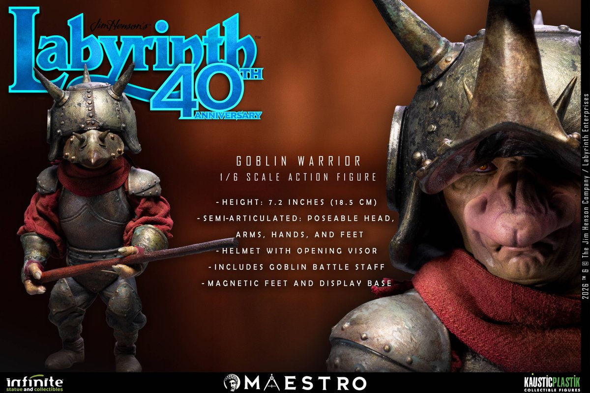 Nin_Nin_Game's tweet photo. Enter the world of Labyrinth! 👑⚔️

From Jim Henson’s Labyrinth (1986), the Goblin Warrior joins Infinity Statue’s Maestro Line as a detailed 1/6 scale figure.
Pre-order now👉 https://t.co/KOUdM9Bf6M

#Labyrinth #GoblinWarrior #JimHenson #InfinityStatue #1of6Scale #MovieFigure https://t.co/FwKRUUzRXC