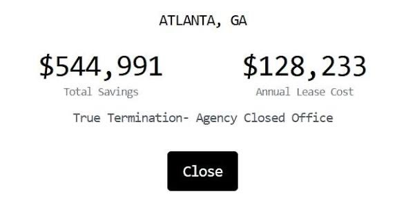 T_Q_Gardner's tweet photo. QUICK UPDATE:  The DOGE lease terminations continue to pile up. The prior terminations are saving tax payers roughly $9.4 million per month.

The top three for July:
•  San Diego, CA — $395,000
•  Hyattsville, MD — $365,800
•  Fairfield, CA — 263,000 https://t.co/7eFqNPLps8