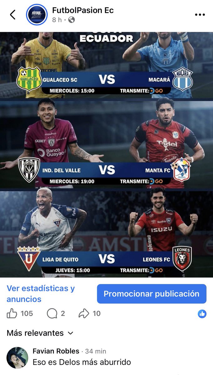 FutbolPasionWeb's tweet photo. Critican que la Liga Pro es aburrida, critican que la Copa Ecuador es aburrida. 

La pregunta es, ¿qué les contenta? https://t.co/AmVkRXgJDP