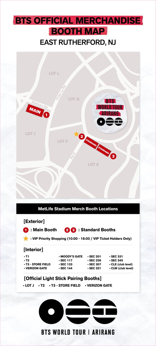 HYBE_MERCH's tweet photo. [NOTICE] BTS WORLD TOUR ‘ARIRANG’ IN EAST RUTHERFORD – Official Merchandise On-Site Sales &amp; Booth Information

📍https://t.co/qu0jNVHAtX

#방탄소년단 #BTS #BTS_WORLDTOUR_ARIRANG
#BTS_WORLDTOUR_ARIRANG_NA
#BTS_WORLDTOUR_ARIRANG_EASTRUTHERFORD https://t.co/aK6LrEai1M