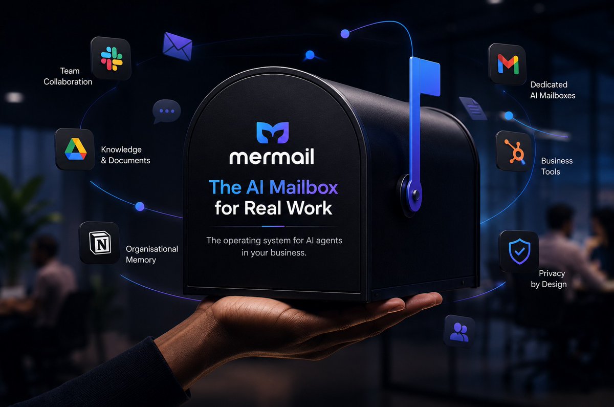 ClementIszy's tweet photo. Businesses have spent years integrating AI into writing, coding and search. 

The next stage is giving AI the ability to participate in everyday work alongside people.

That requires more than a language model.

An AI agent needs a place to receive work, access organisational knowledge, interact with business software and communicate through a trusted identity.

Mermail approaches this challenge by building a privacy-first email infrastructure designed specifically for AI agents.

After exploring the platform and its documentation, I came away with a much clearer understanding of what that actually means. 
@Mermailapp