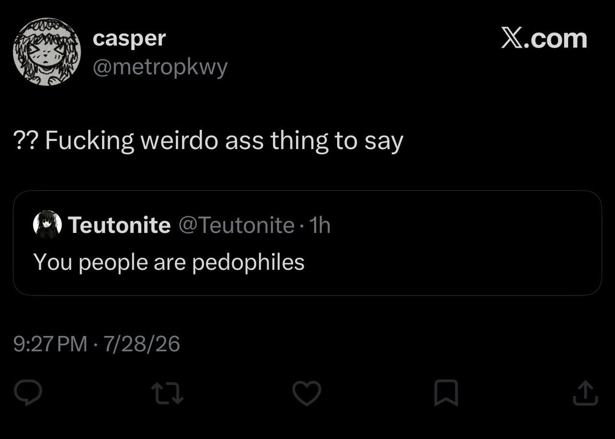 Teutonite's tweet photo. Is it? Is it such a “Fucking weirdo” thing to say? Keep me blocked nigger https://t.co/atyfzCEdVC