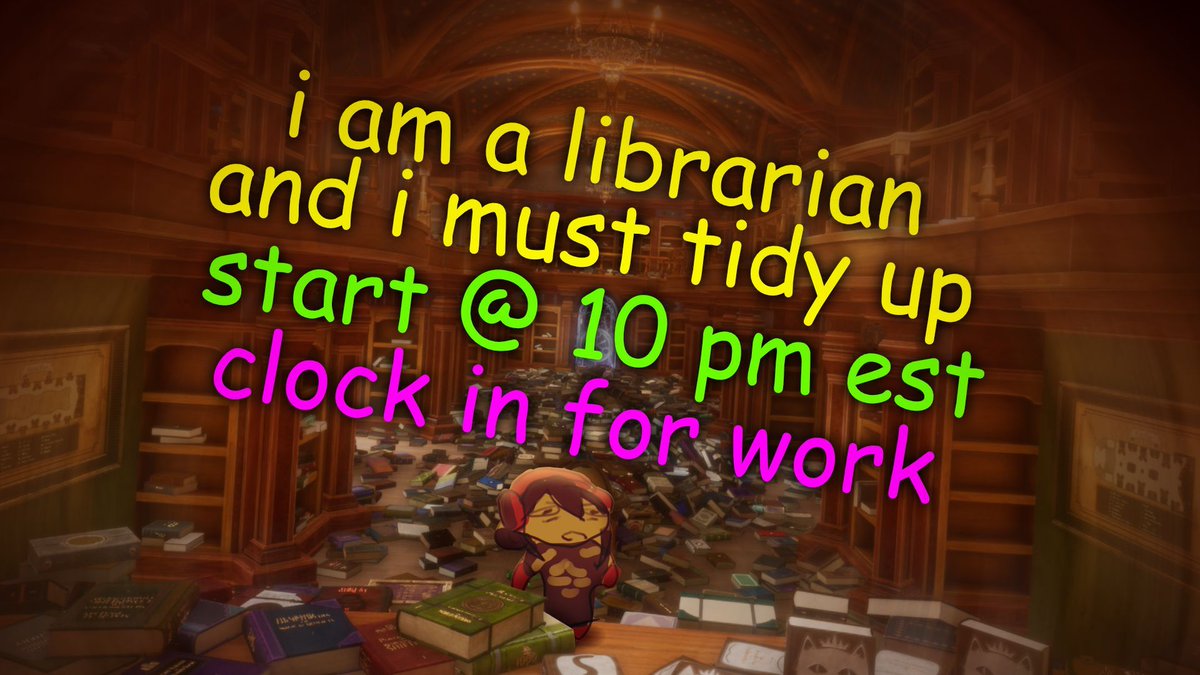 vyrtue_exe's tweet photo. After 7 days of work, I think I can finally clock in for the last half of this library job. We work many shifts to now work another, so let's do it. Let's finish cleaning up this library today!

💀 Stay tuned for RT when LIVE! 🎀
#VTuber #VStreamer #VyrLive https://t.co/KC28wdPdTC