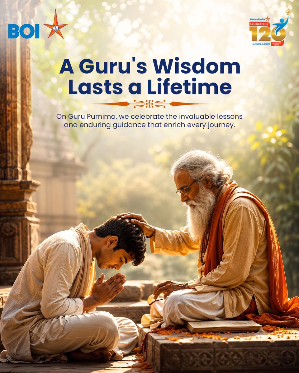 BankofIndia_IN's tweet photo. This Guru Purnima, we express our heartfelt gratitude to every teacher, mentor, and guide whose wisdom continues to inspire generations. Bank of India wishes you a Happy Guru Purnima!
#GuruPurnima #BankOfIndia #CelebratingValues #Gratitude #Wisdom #Guidance https://t.co/dfsgyGxIhv