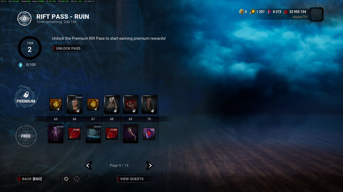 Hayloottv's tweet photo. This means I would have finished the rift. If they can’t just give me the skins I missed out on due to an error on their end they can at the bare minimum give me a partial refund of the auric cells I spent on a rift I didn’t get to finish. Screenshot of proof I got 66 unlocked. https://t.co/puI0kWYB4n