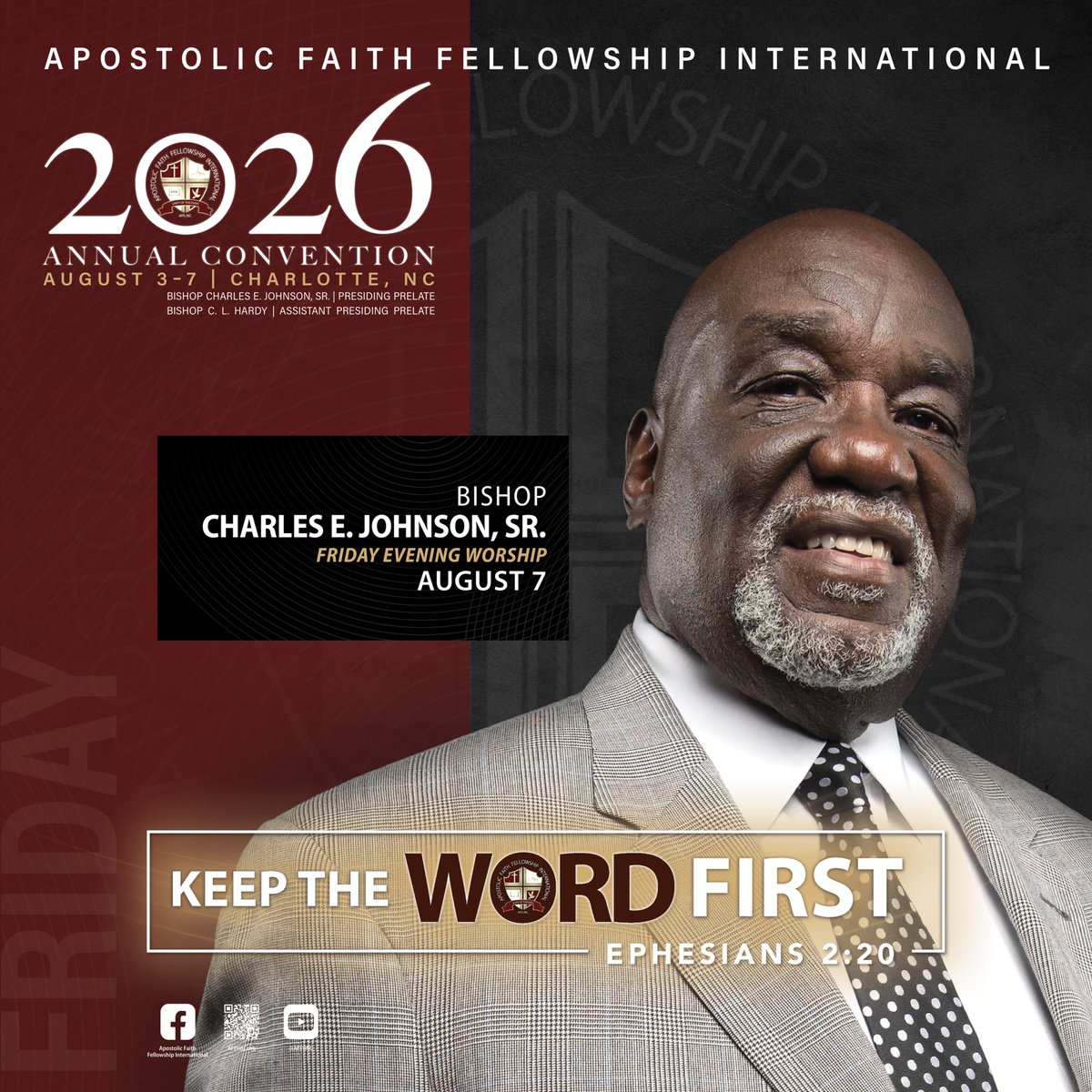 AFFI_Inc's tweet photo. FRIDAY, AUGUST 6, 2026
Encounter God’s presence like never before—secure your place at the 2026 Annual Convention in Charlotte, NC. KEEP THE WORD FIRST!
🚨REGISTER TODAY!🚨 https://t.co/AT1SSWWVZQ https://t.co/cLMUxFyJKw