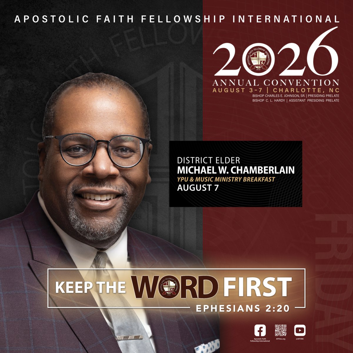 AFFI_Inc's tweet photo. FRIDAY, AUGUST 6, 2026
Encounter God’s presence like never before—secure your place at the 2026 Annual Convention in Charlotte, NC. KEEP THE WORD FIRST!
🚨REGISTER TODAY!🚨 https://t.co/AT1SSWWVZQ https://t.co/cLMUxFyJKw