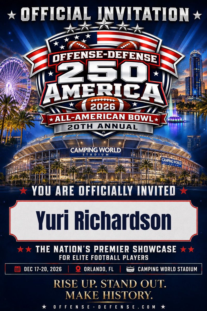 find2uece___'s tweet photo. God’s timing. Grateful for the opportunity. 2026 Offense-Defense All-American Bowl… let’s get it. 🏈💯 #ODAllAmericanBowl
@peedeesportss
@BallCoachHP @RivalsHS
@RyanSnyderOn3 @On3 @XcelerateFB @ODFootballCamps https://t.co/ntJIF0GvYL