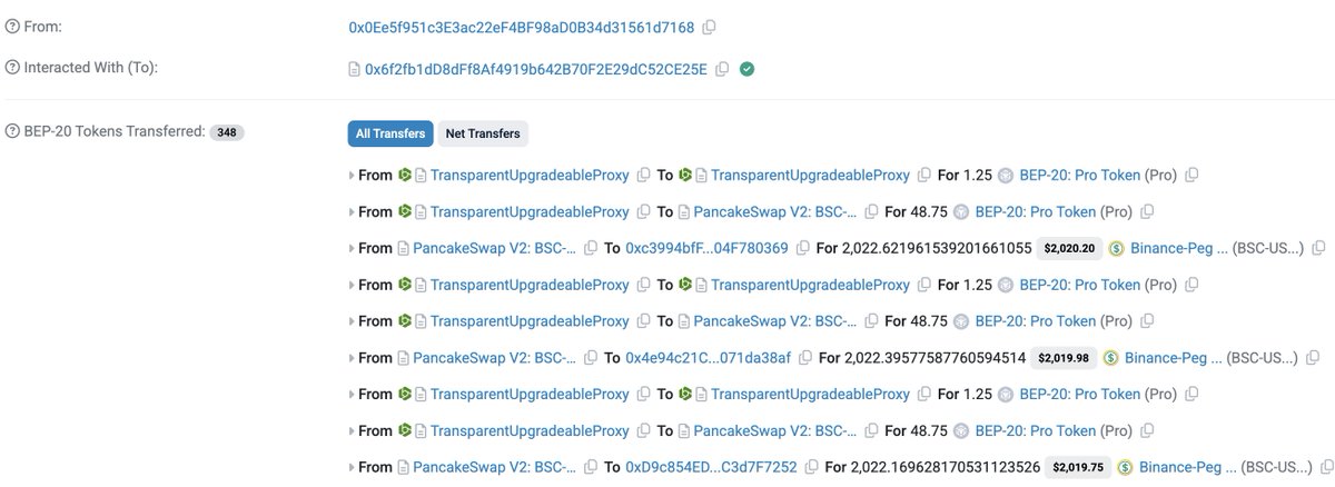 TenArmorAlert's tweet photo. 🚨TenArmor Security Alert🚨

Our system has detected a suspicious sandwich attack involving #Pro Token and a proxy contract 0xc44f on #BSC, resulting in an approximately loss of $100K+.

one of Attack transactions: https://t.co/FNsV9a2n2v

With TenArmor’s TenMonitor, you get early detection and automated response to on-chain attacks.

Need protection? Reach out anytime!

#TenArmorAlert #TenArmor