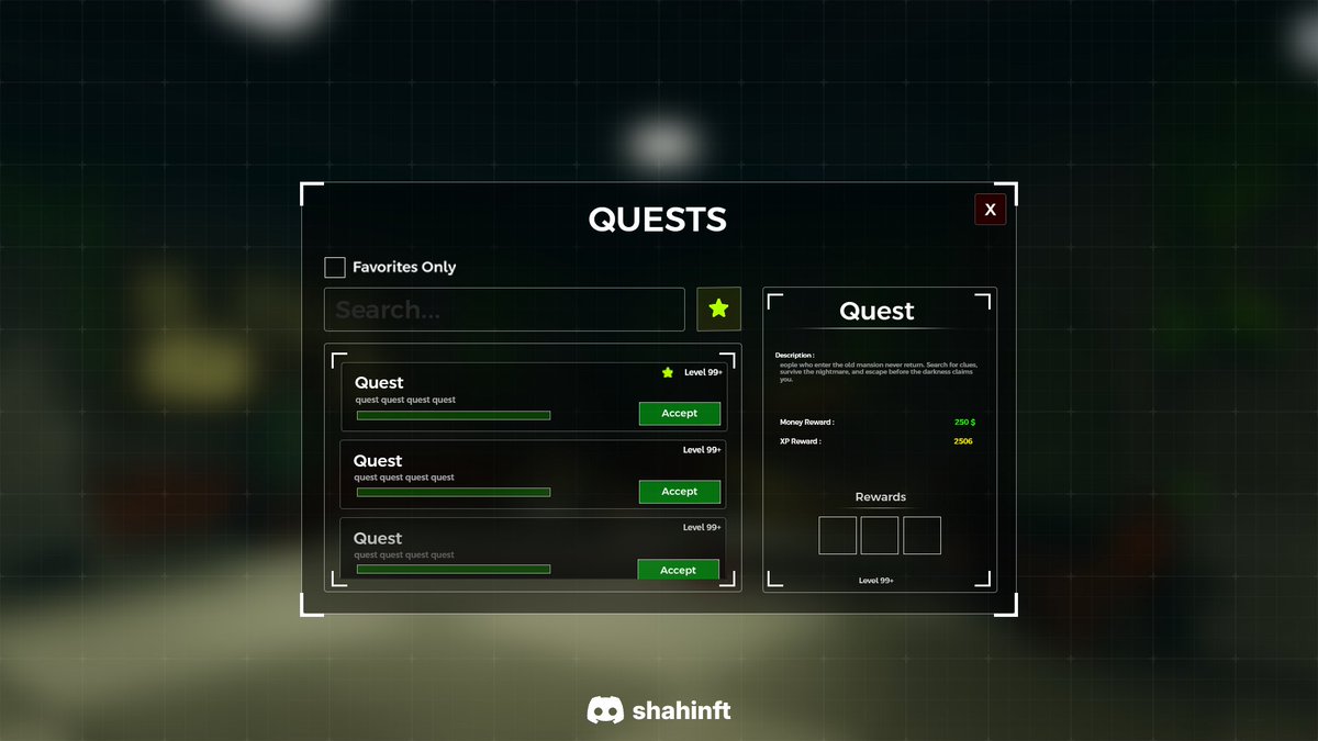 FurixShahin's tweet photo. New Roblox UI Showcase 🔥
Quest UI 
Open for commissions &amp; collaborations 📷
 #roblox #robloxUI #robloxdev https://t.co/wr6Eqm4n3N