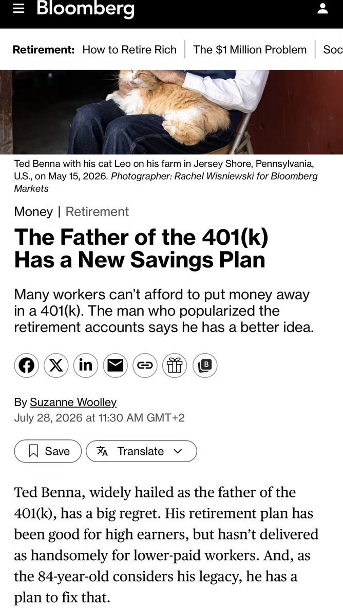 SolanaDali's tweet photo. Ted Benna the Creator of the 401(k) created solana:9SoFsUCU9TnzeKL9k1XXaGuXVEmU7dJYS4TauNGrcDP7 

It’s a new savings account method that is literally coming from the guy who made 401(k)

Of course let’s run a radish and buy and retire with just this meme 

It’s fresh news today

Bloomberg  11hrs ago
https://t.co/2j8zGvjlz0