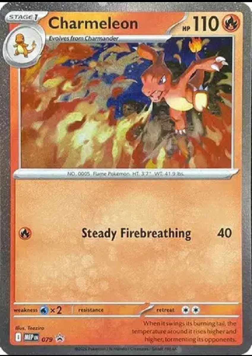 RealHubHockey's tweet photo. @welovepokemon Idk if it's underrated, and recency bias is a thing,  but this cosmos holo is my platonic Ideal for a Charmeleon card. https://t.co/DNs8clMlV1