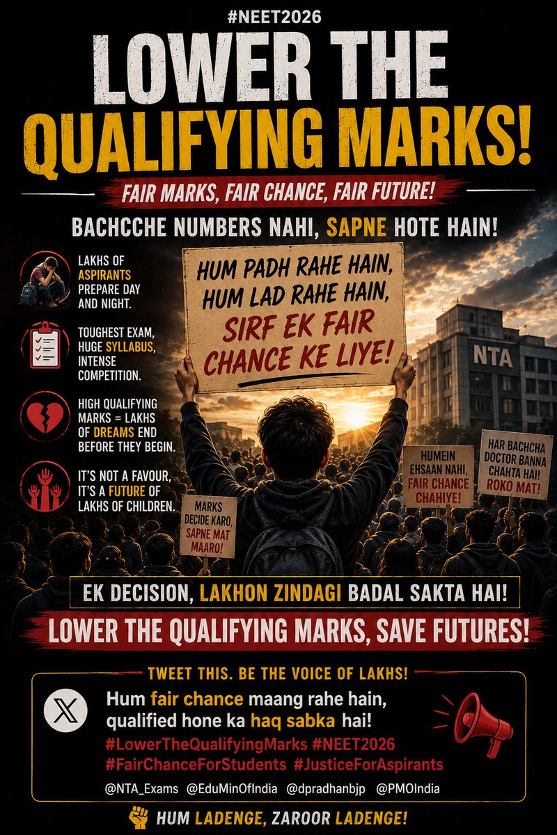 Shubham_shukla7's tweet photo. We are helpless sir Qualifying Marks Sudden badh Jana Kyu Koi Nhi Bol Rha 
@INCIndia @rahulgandhi @nmc_bharat @nta #REDUCENEETQUALIFYINGPERCENTILE https://t.co/aHm9YThdLa