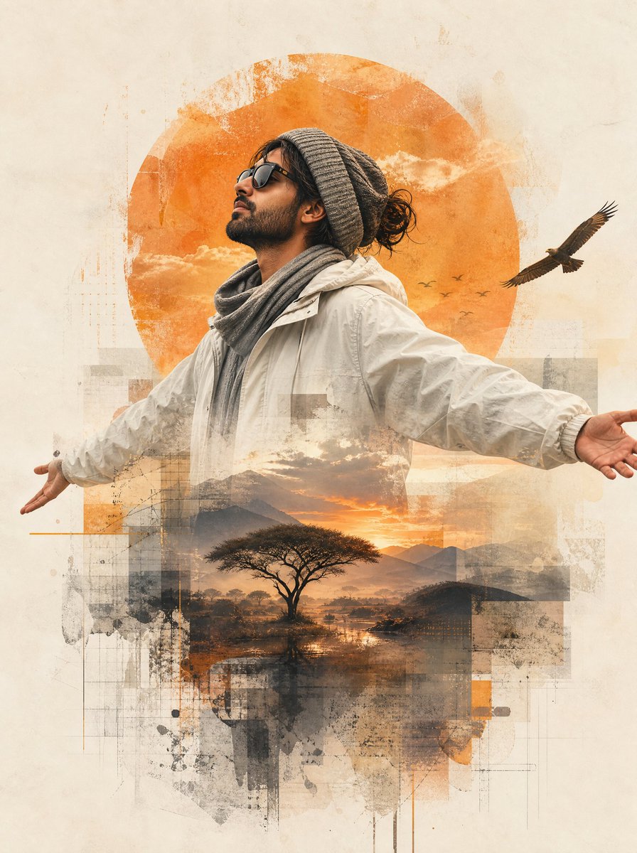 Mixed-Media Traveler Collage Portrait